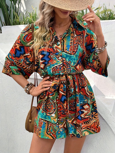 Stilig kort blomstret romper for kvinner