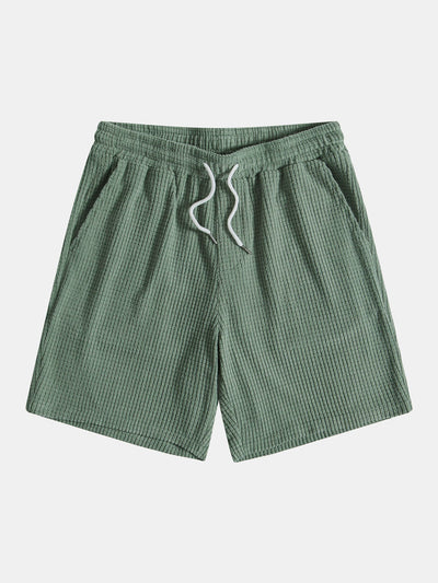 Vaffelknappet skjorte og shorts