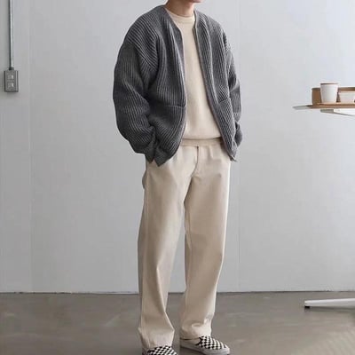 Slim fit cardigan for menn