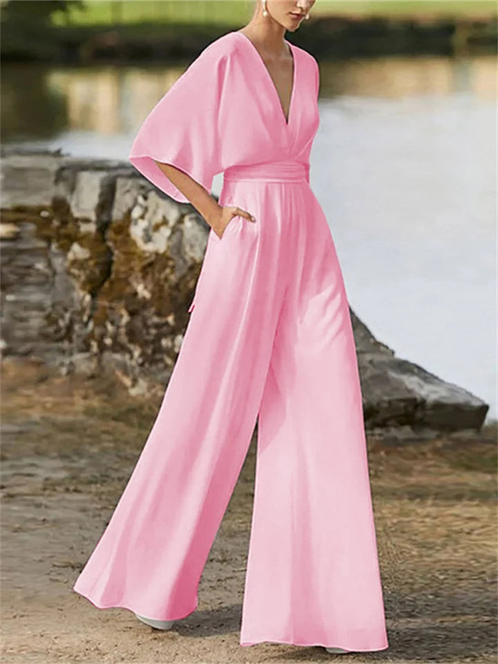 Elegant og stilig jumpsuit med V-hals for kvinner