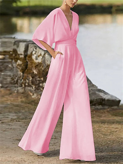Elegant og stilig jumpsuit med V-hals for kvinner