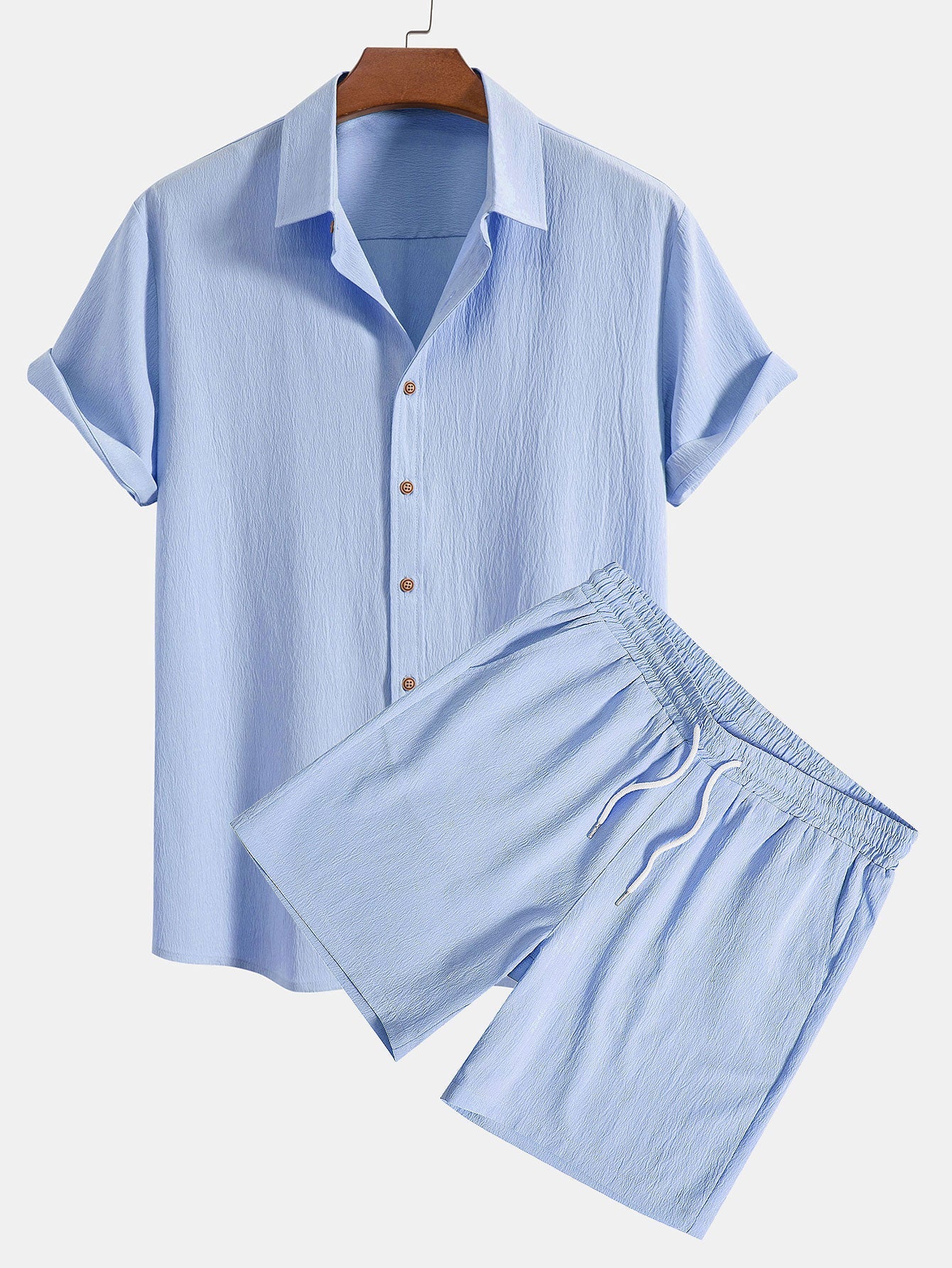 Rynket skjorte og shorts med tekstur