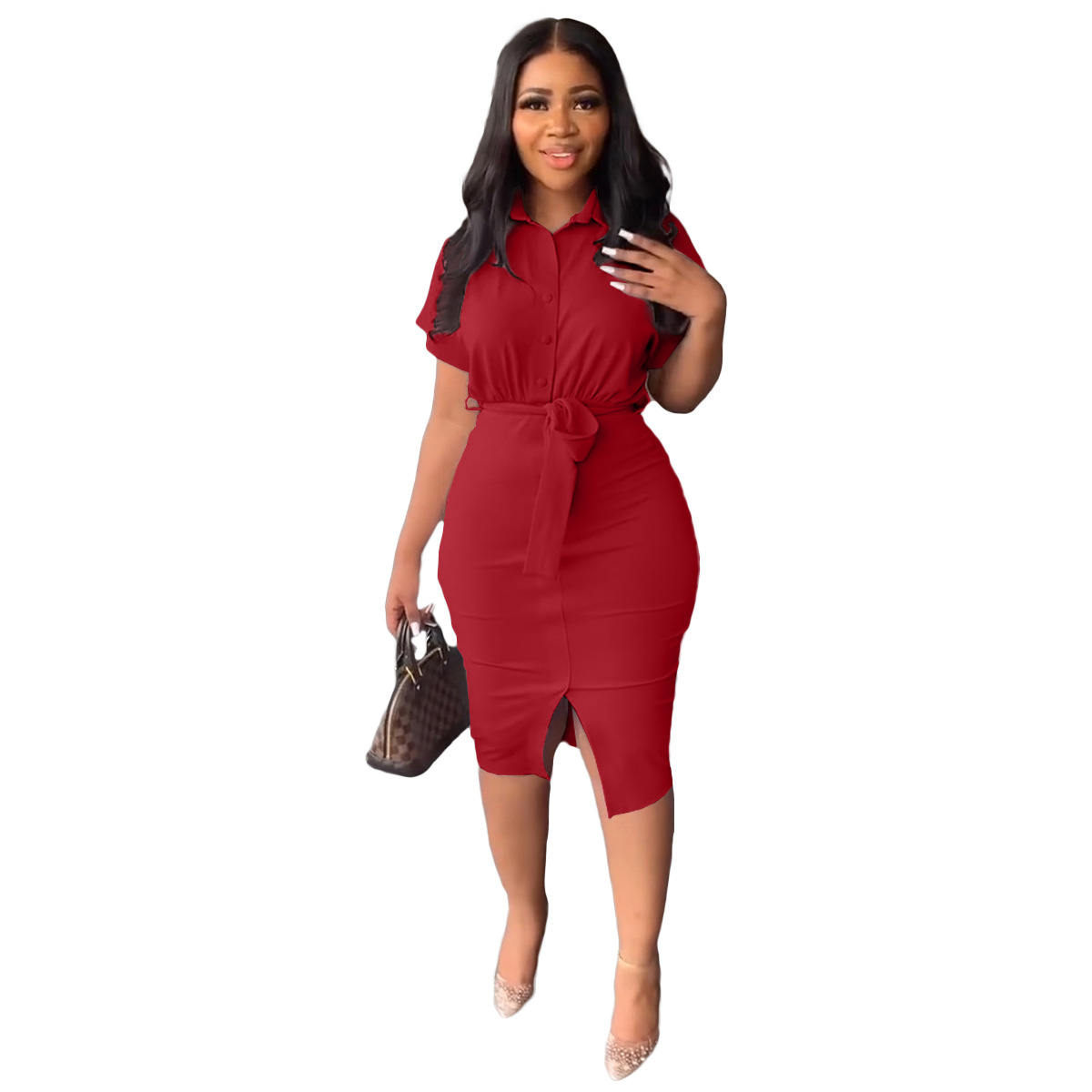 Bodycon-kjole med knappelukking