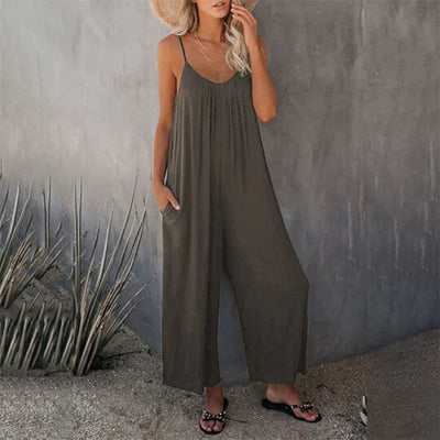 Uformell ermeløs jumpsuit for kvinner