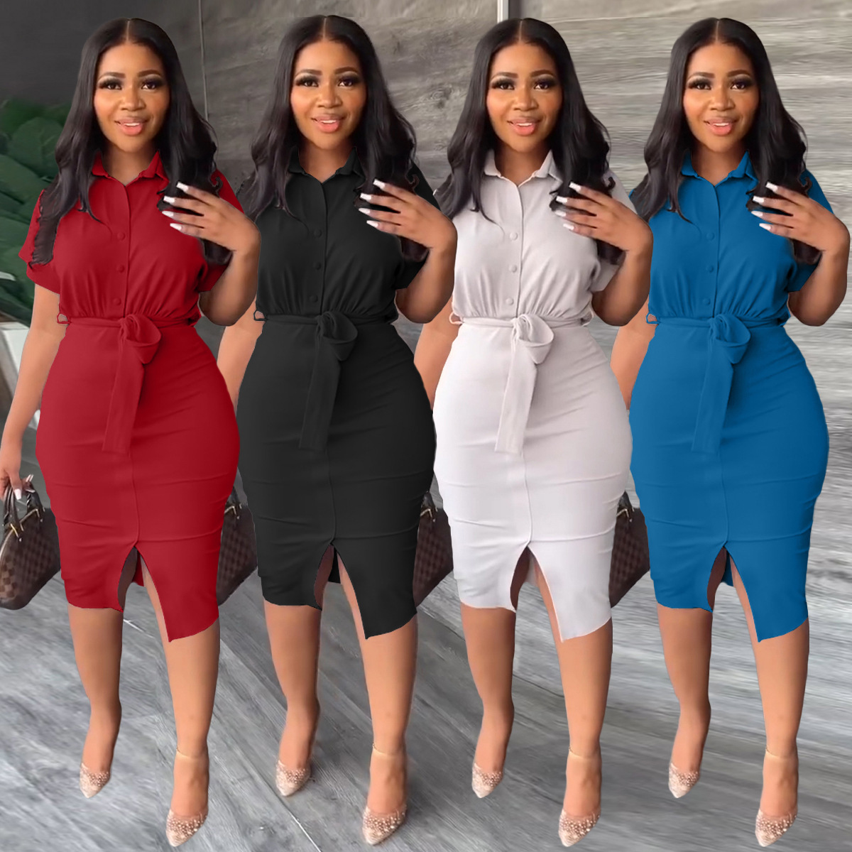 Bodycon-kjole med knappelukking