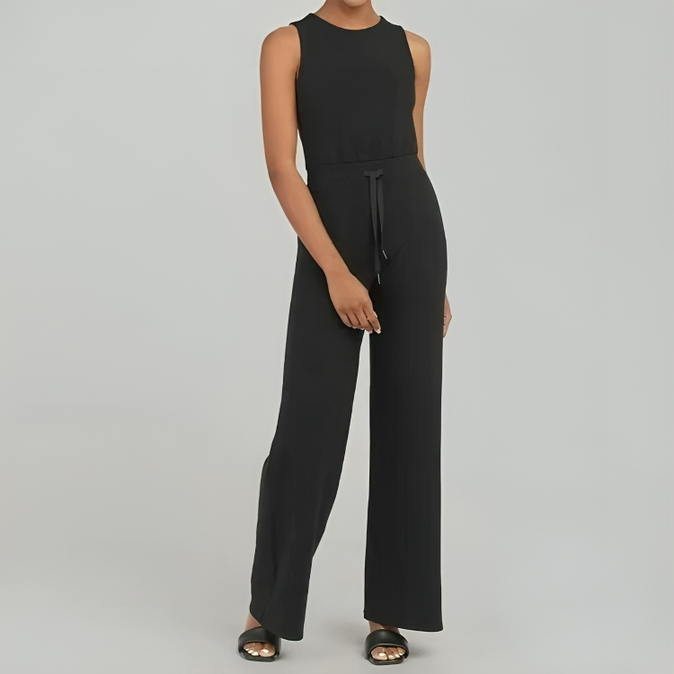 Rund hals Casual ermeløs jumpsuit for kvinner