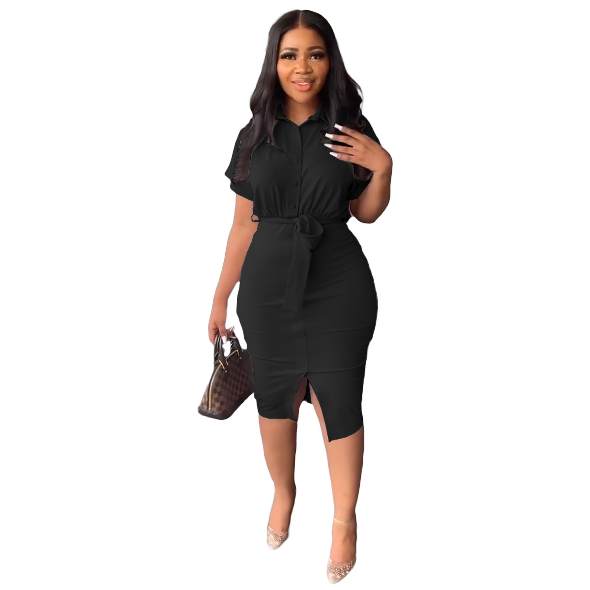 Bodycon-kjole med knappelukking