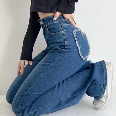 Ara | jeans med høy midje og hjerteformede volanger