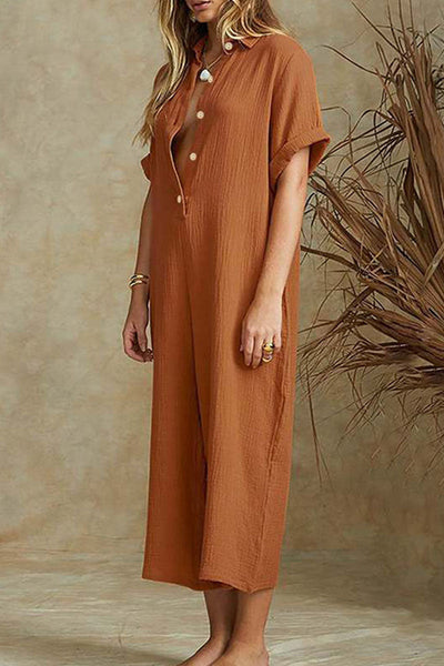 Stilig jumpsuit med polokrage og vide ben for kvinner