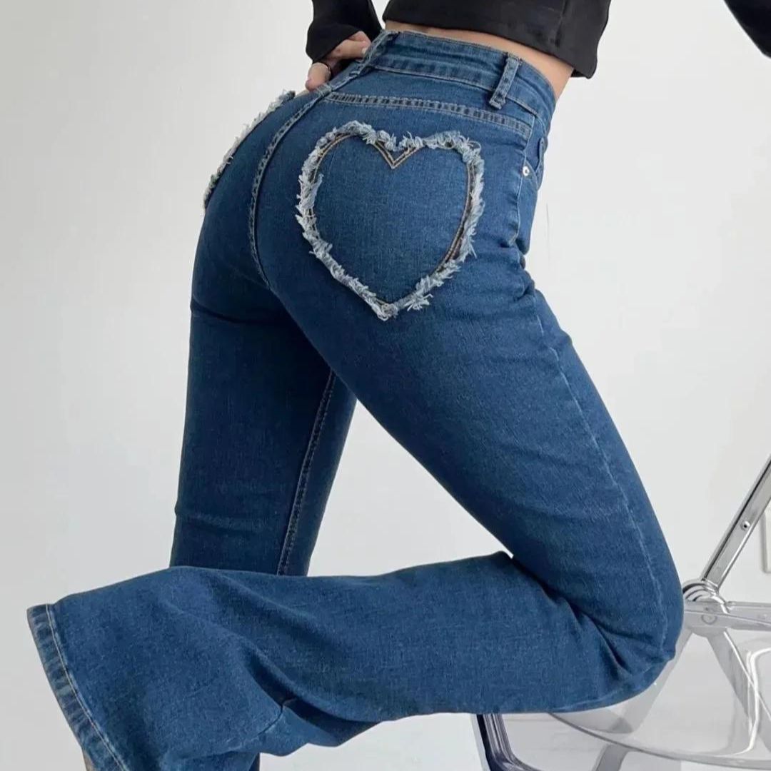 Ara | jeans med høy midje og hjerteformede volanger