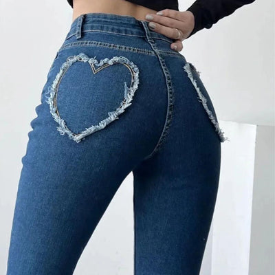 Ara | jeans med høy midje og hjerteformede volanger