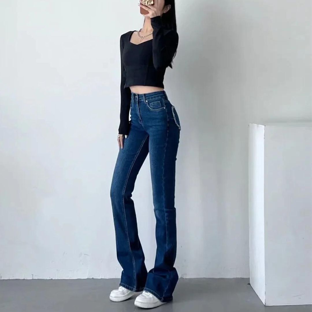 Ara | jeans med høy midje og hjerteformede volanger