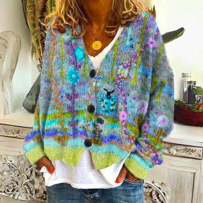 Fargerik cardigan for damer