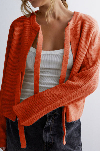 Elegant strikket cardigan med snøring for kvinner