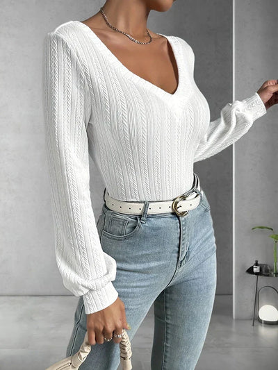 Elastisk slim fit body med lange ermer og elastikk
