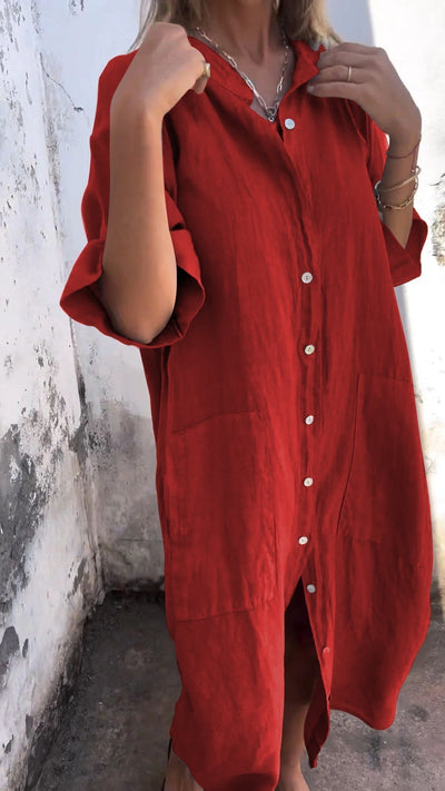 Cloë | Comfy Skjorte stil uformell lang kjole