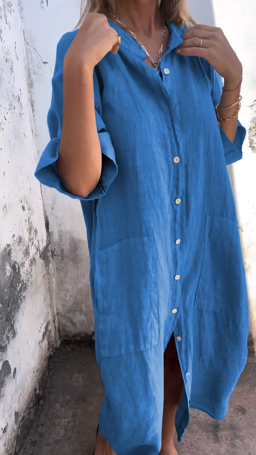 Cloë | Comfy Skjorte stil uformell lang kjole