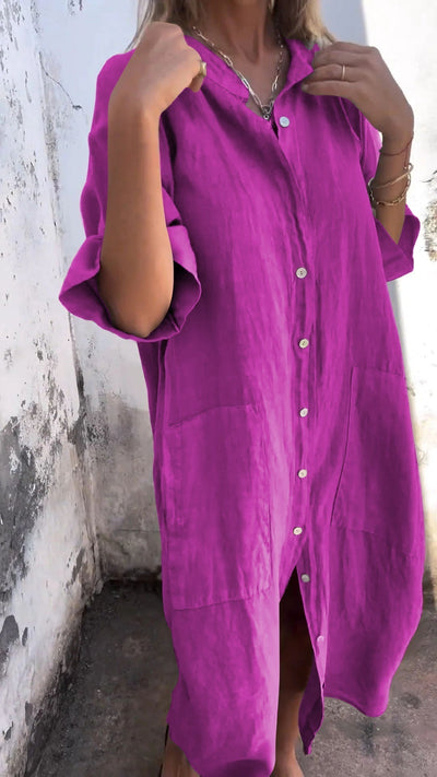 Cloë | Comfy Skjorte stil uformell lang kjole