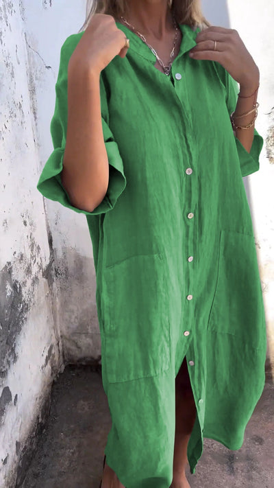 Cloë | Comfy Skjorte stil uformell lang kjole