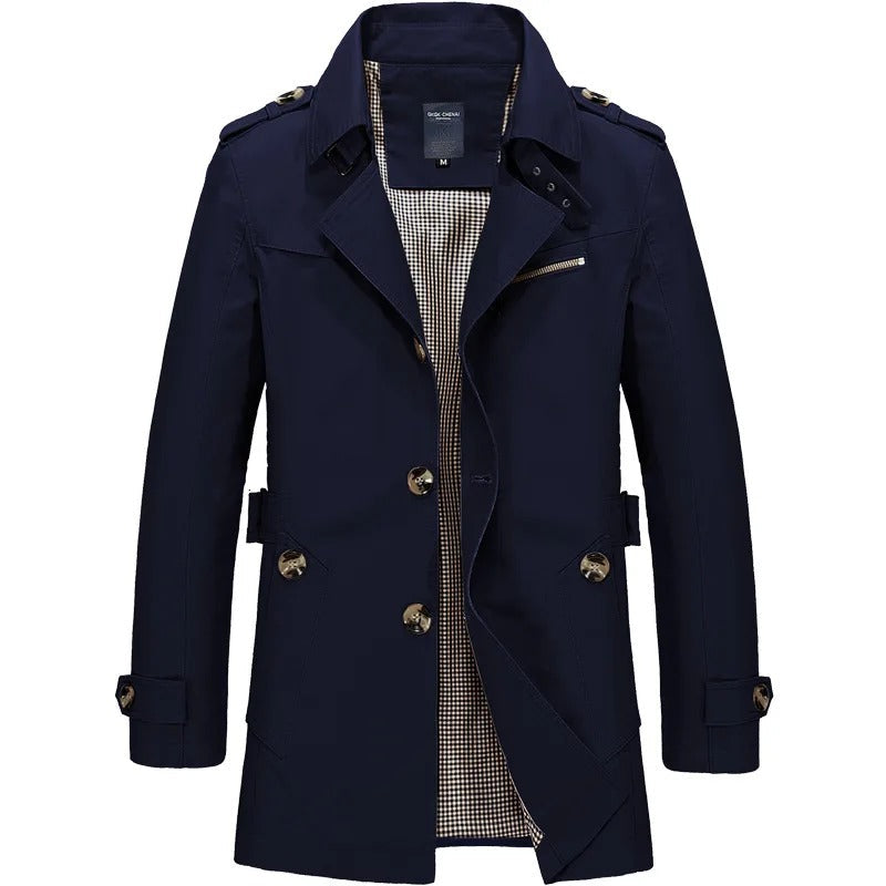 Elegante trenchcoater i bomull for menn