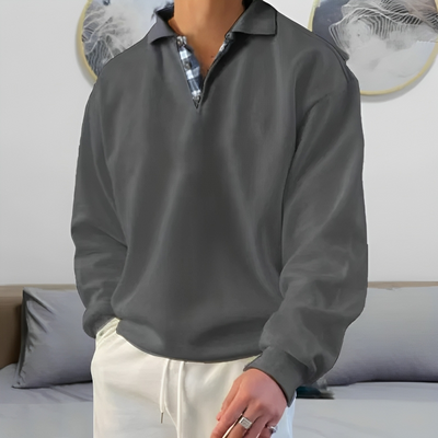 Casual Polo Pullover Sweatshirt for menn
