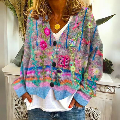 Fargerik cardigan for damer