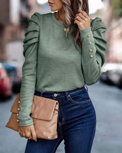 Bluse med puffede ermer