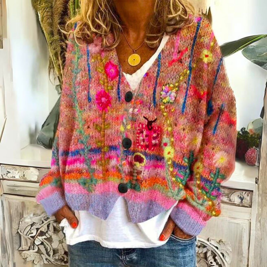 Fargerik cardigan for damer