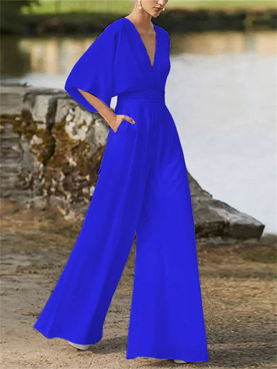 Elegant og stilig jumpsuit med V-hals for kvinner