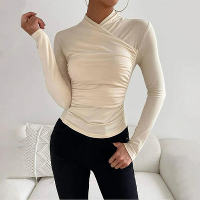 Elegant, rynkete, tettsittende langermet for kvinner