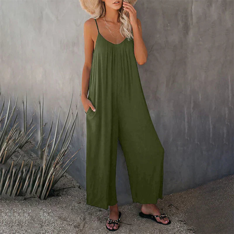 Uformell ermeløs jumpsuit for kvinner