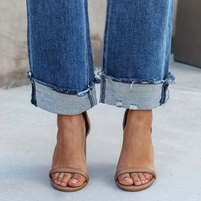 Trendy denimbukse med høy midje