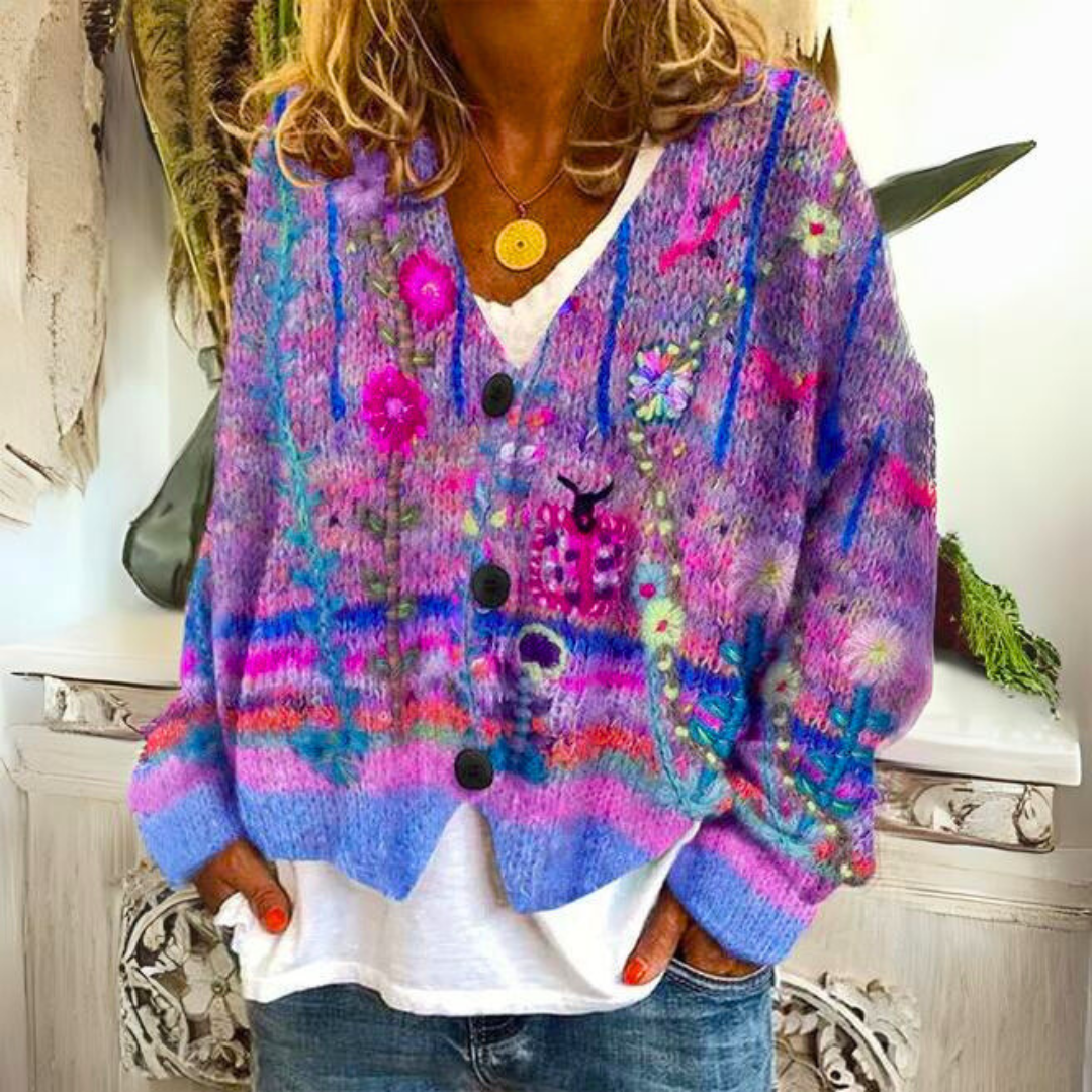 Fargerik cardigan for damer