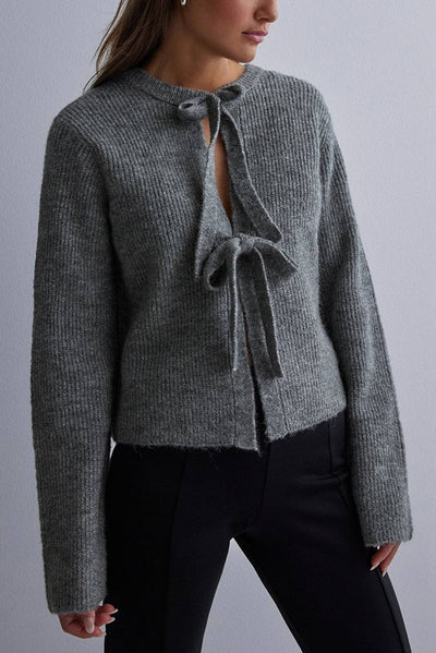 Elegant strikket cardigan med snøring for kvinner