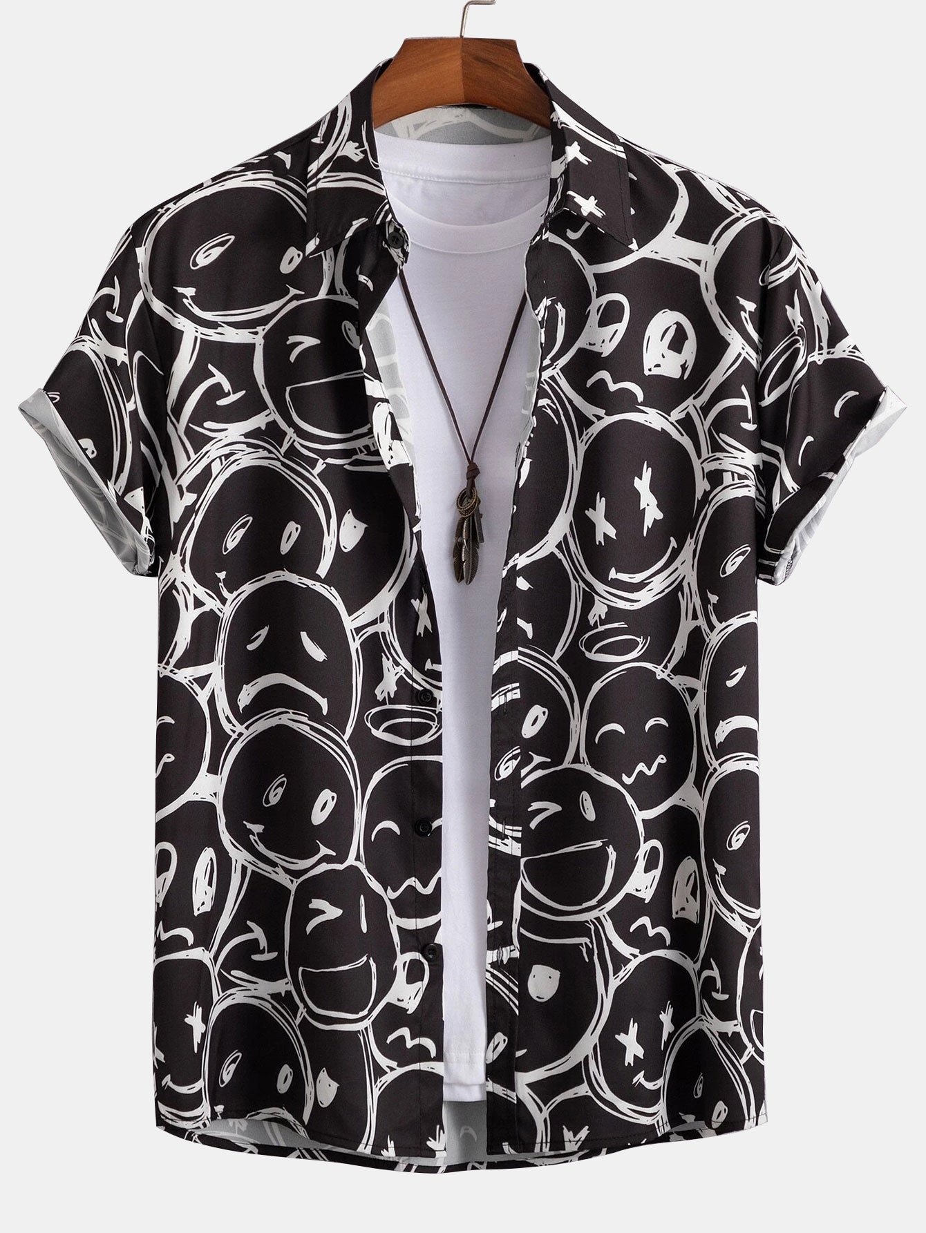 Smiley Print Button Up-skjorte