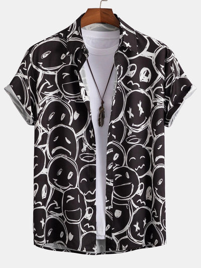Smiley Print Button Up-skjorte