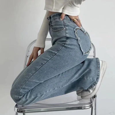 Ara | jeans med høy midje og hjerteformede volanger