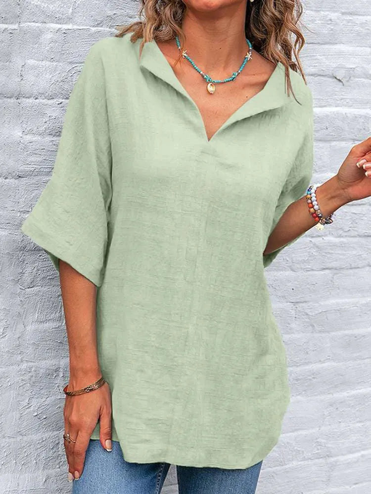 Stilig oversized løs bluse for kvinner