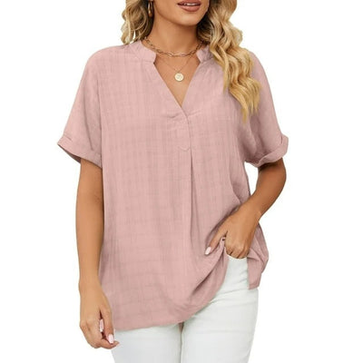 Elegant bluse med delt V-hals for kvinner