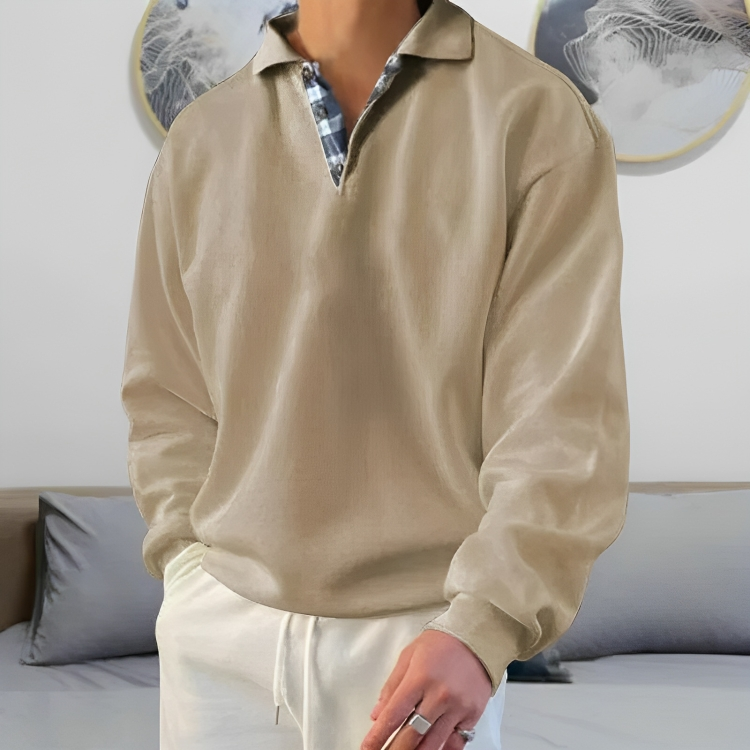 Casual Polo Pullover Sweatshirt for menn