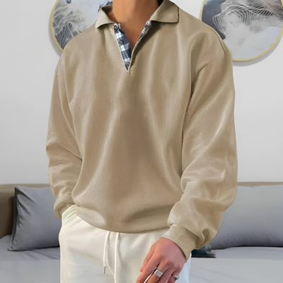 Casual Polo Pullover Sweatshirt for menn