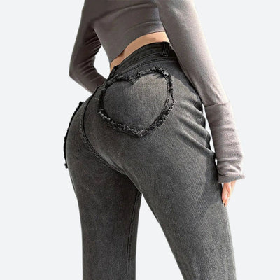 Ara | jeans med høy midje og hjerteformede volanger