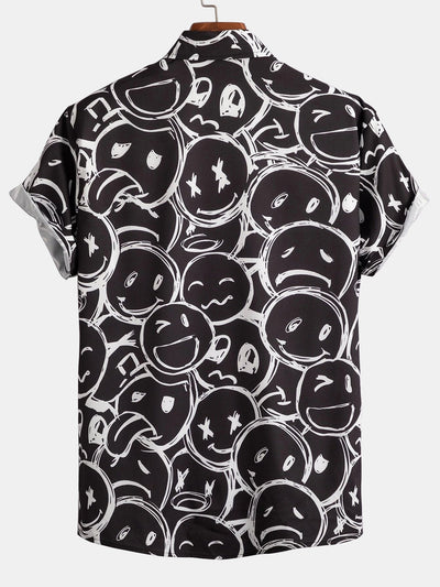 Smiley Print Button Up-skjorte