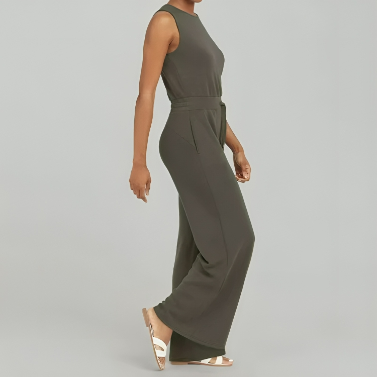Rund hals Casual ermeløs jumpsuit for kvinner