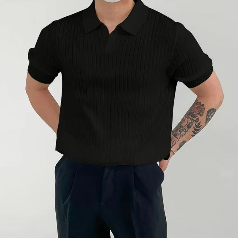 Tettsittende, strikket polo for menn