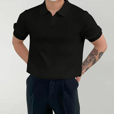 Tettsittende, strikket polo for menn