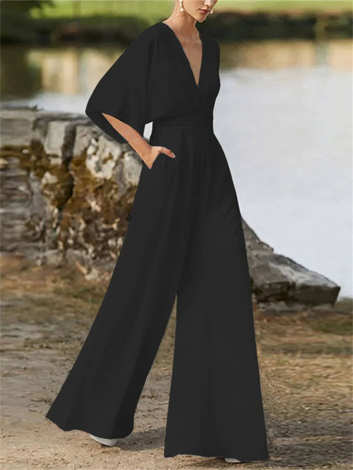 Elegant og stilig jumpsuit med V-hals for kvinner