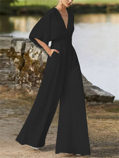 Elegant og stilig jumpsuit med V-hals for kvinner