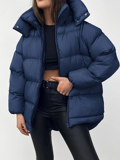 Elegant varm puffer vinterjakke med hette for kvinner