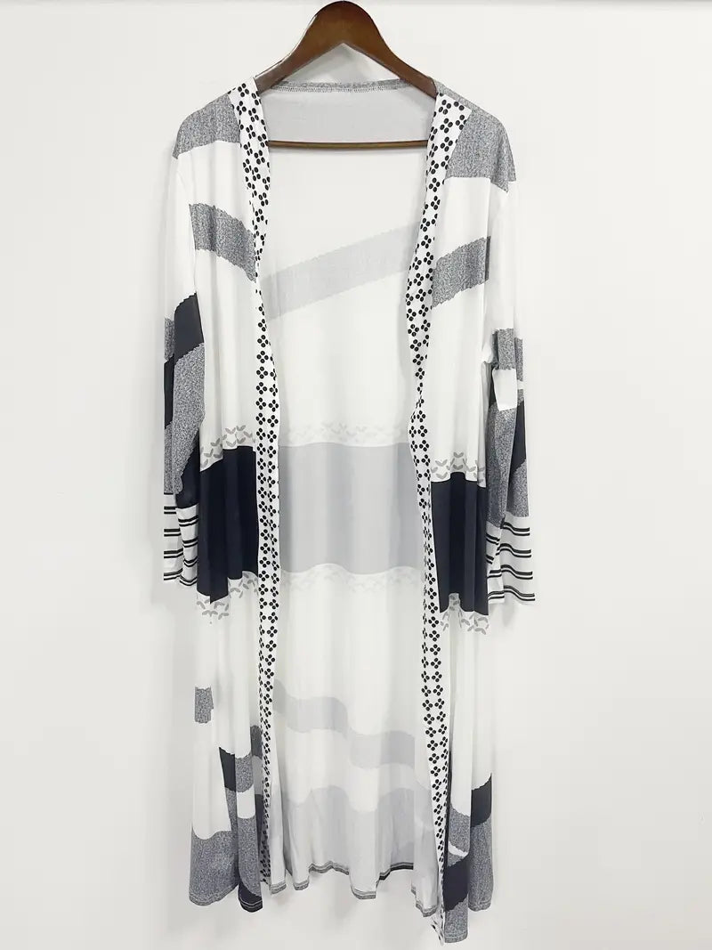 Charill - Geoprint langermet åpen cardigan